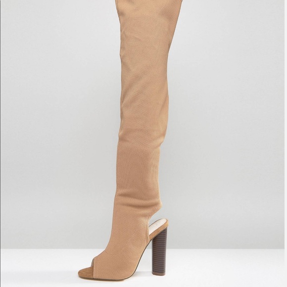 Truffle Peep toe Over the Knee Boot - Picture 4 of 4